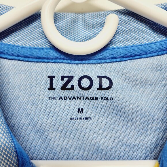 Izod Polo Shirt Mens yellow Stripes Advantage Performance Stretch Sport size M - Picture 2 of 12